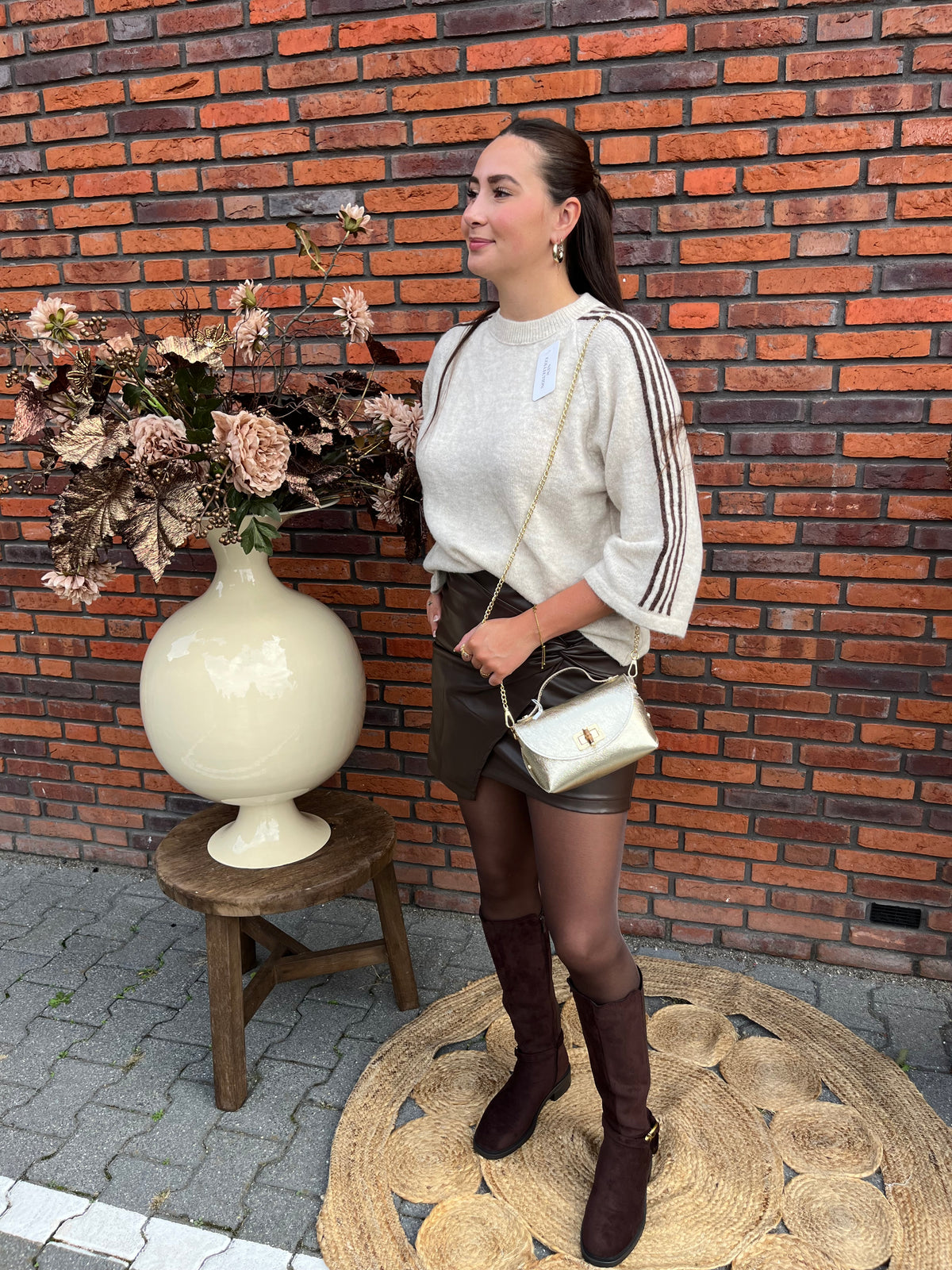 Trui Bonnie streep beige