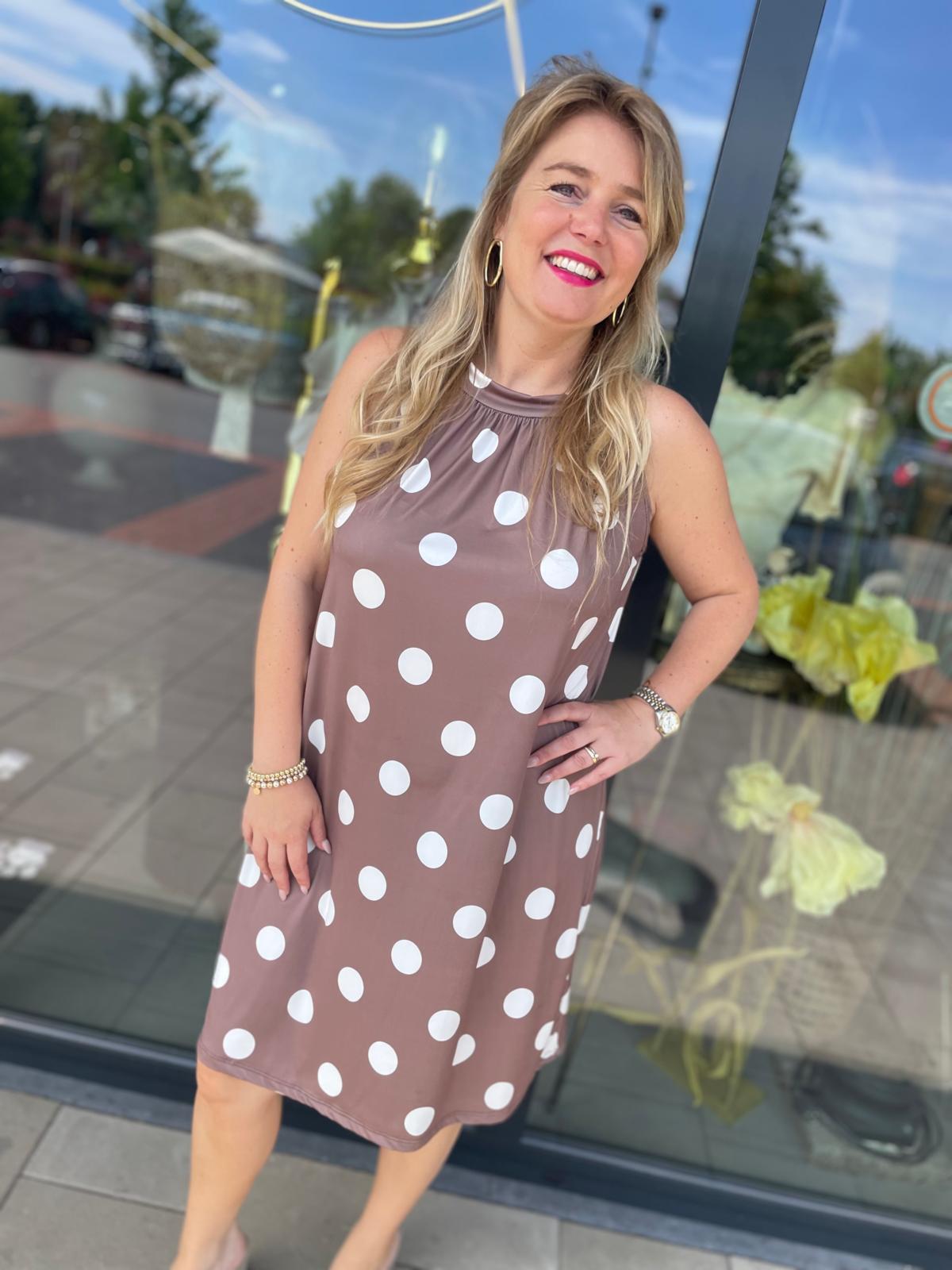 Halterjurk Polka taupe