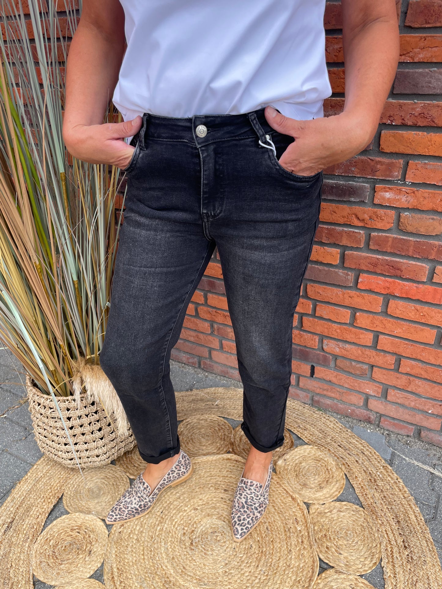 Mom jeans donkergrijs HM329-8