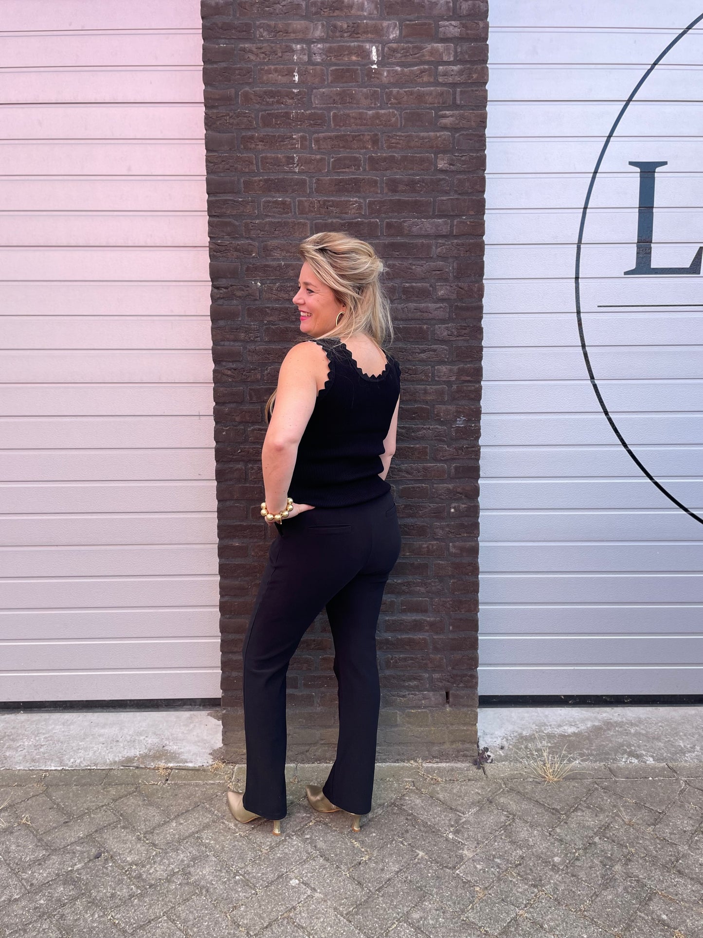Legging met bies zwart
