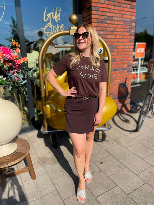 L'amour Paris shirt bruin