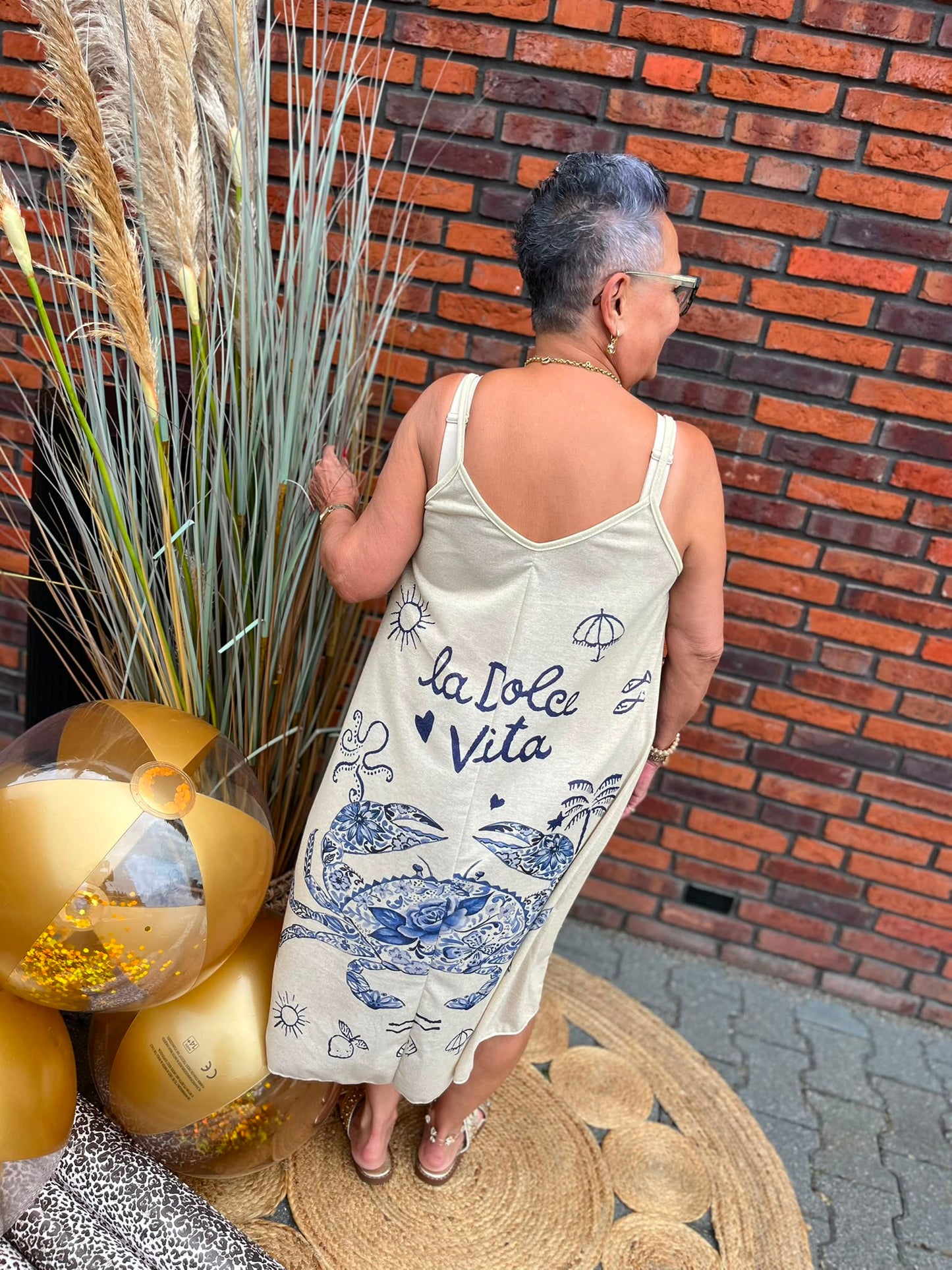 Jurk Dolce vita spaghettibandjes