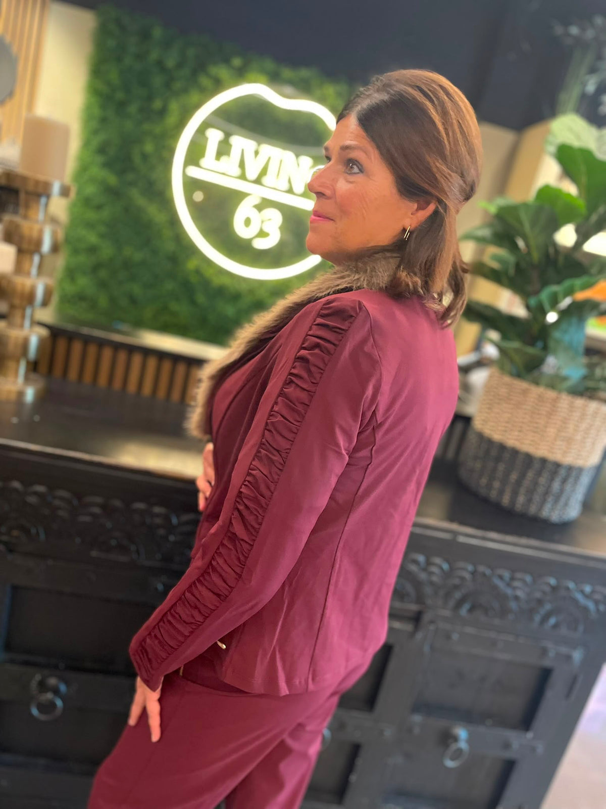 Angelle milan - Blazer kort bordeaux 2623