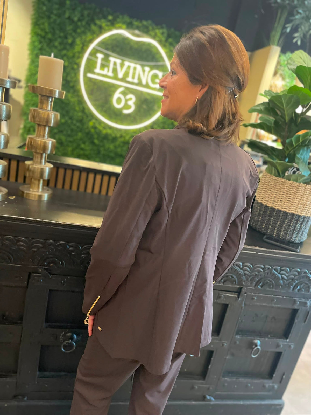 Angelle milan - Blazer lang donkerbruin 1582