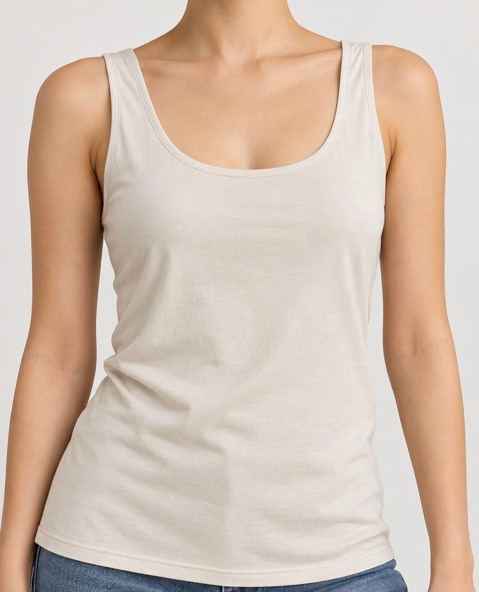 Basis top brede help beige