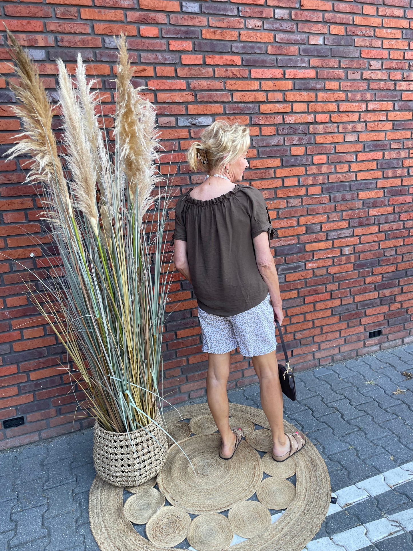 Top Veerle korte mouw bruin