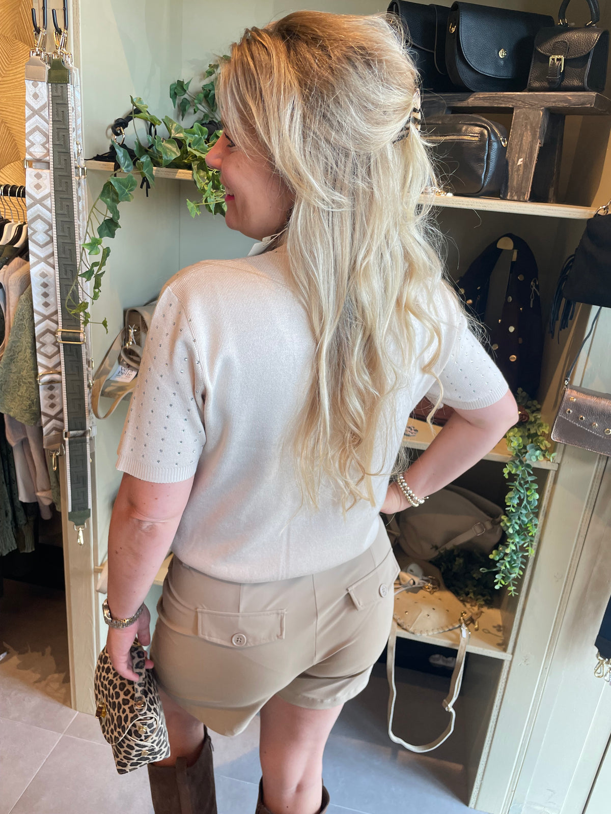Top milou glitter beige