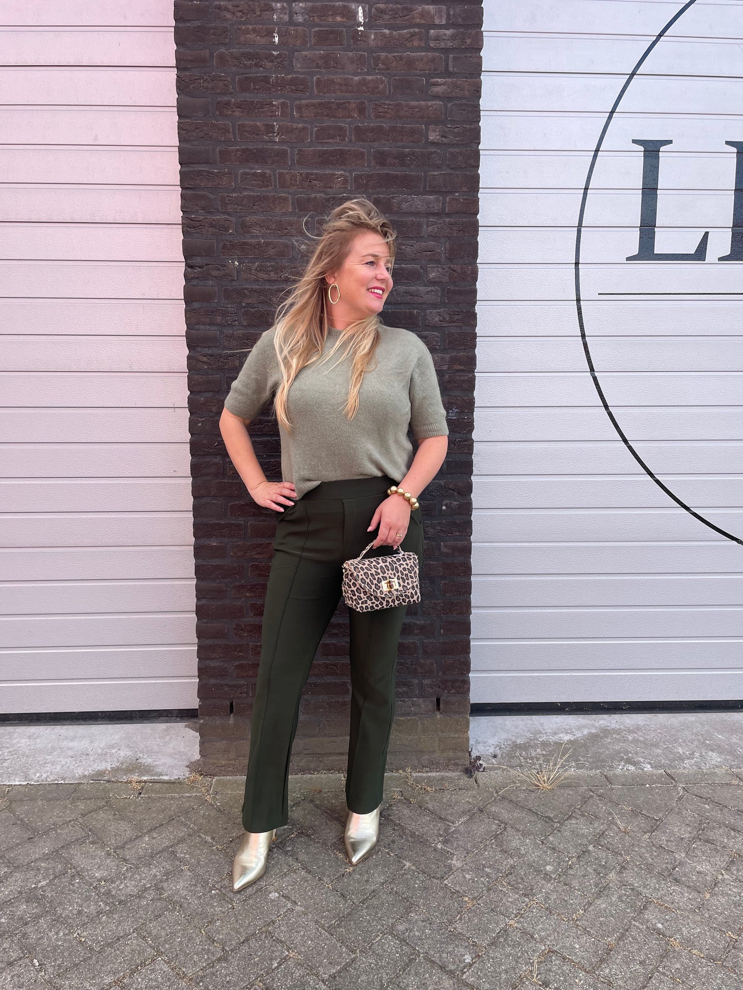 Legging met bies groen