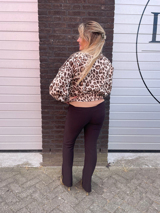 Legging met bies bruin