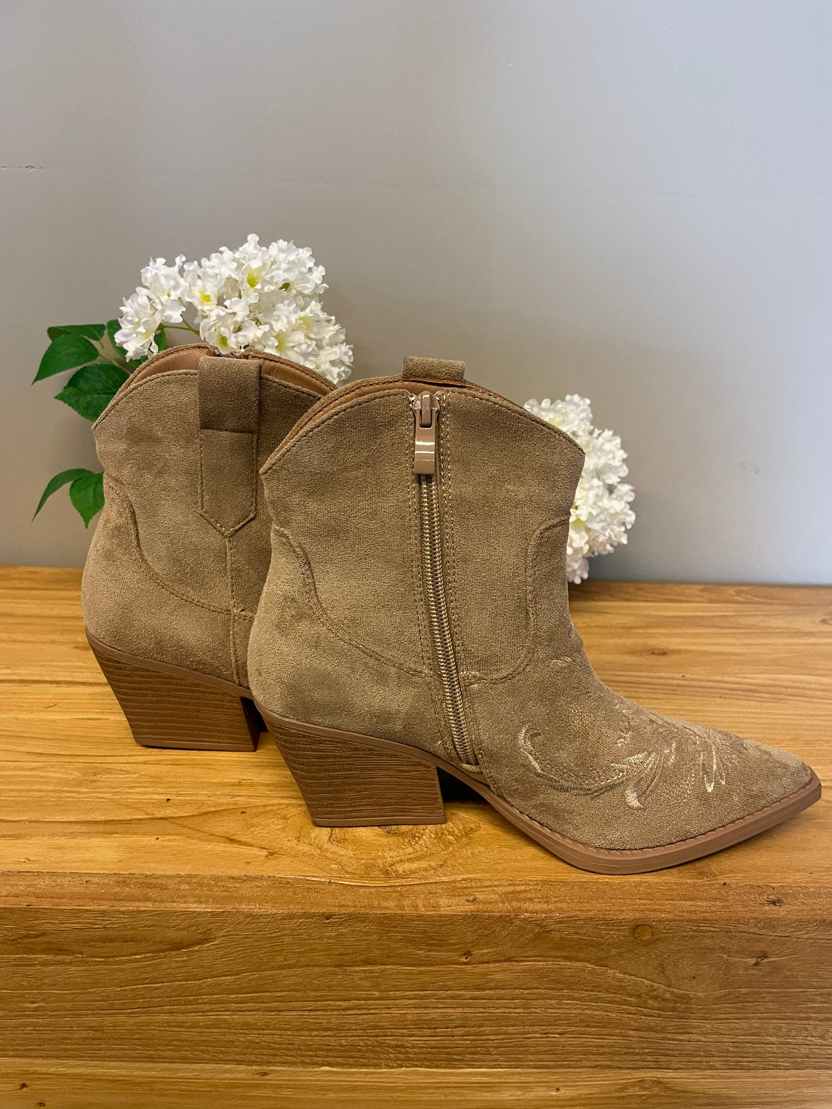 Korte cowboy laars beige