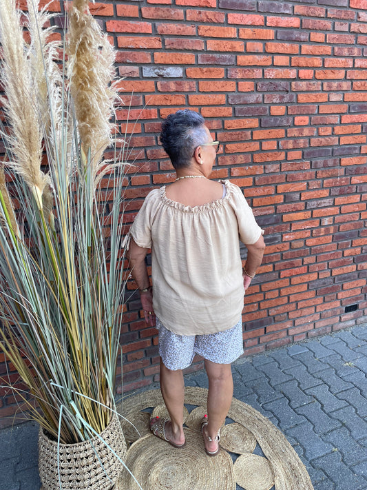 Top Veerle korte mouw taupe