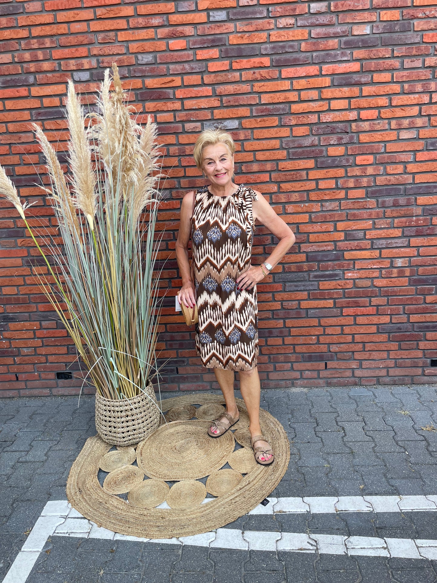 Jurk Veerle print taupe