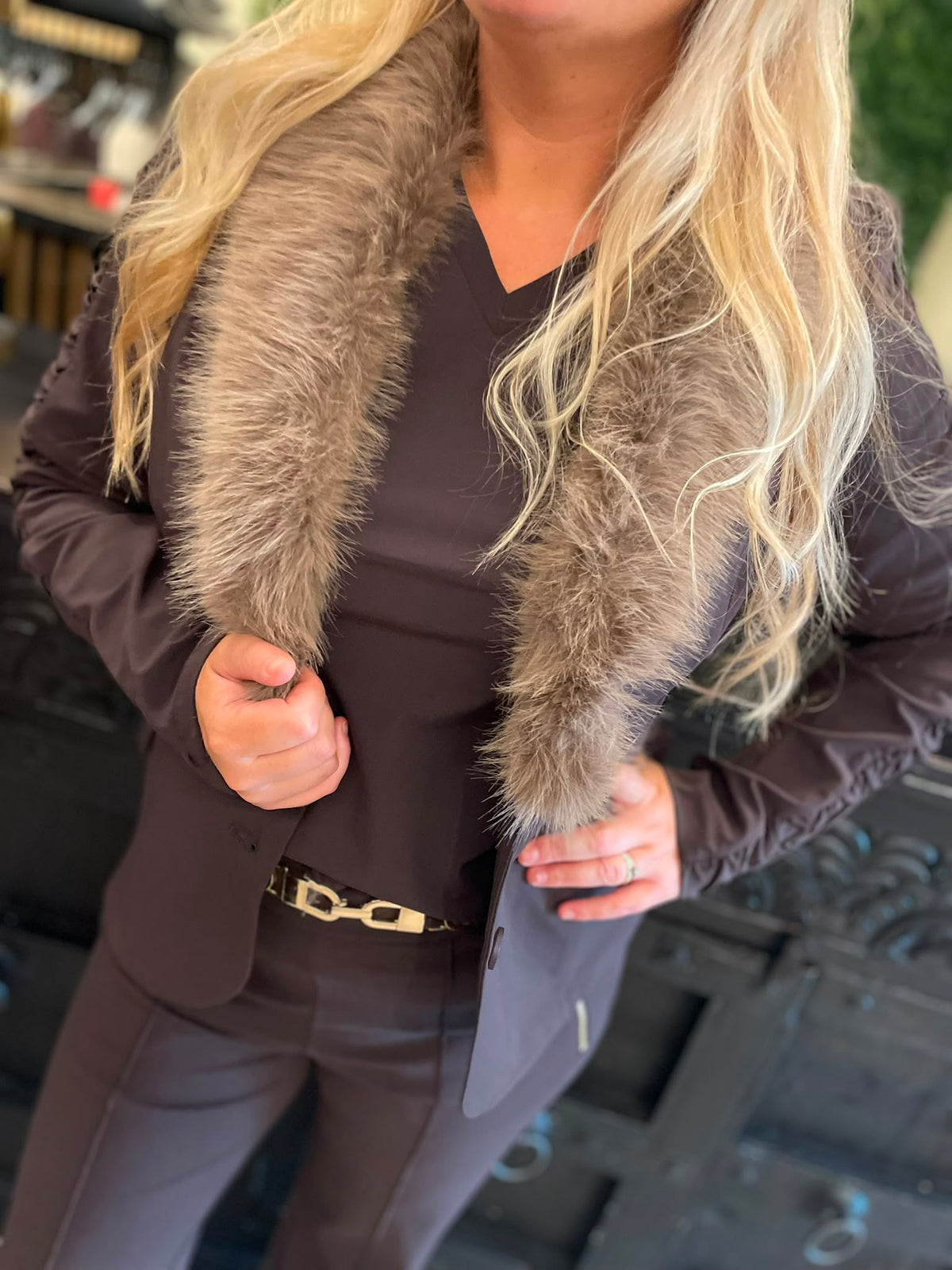 Angelle milan - Blazer kort donkerbruin 2623