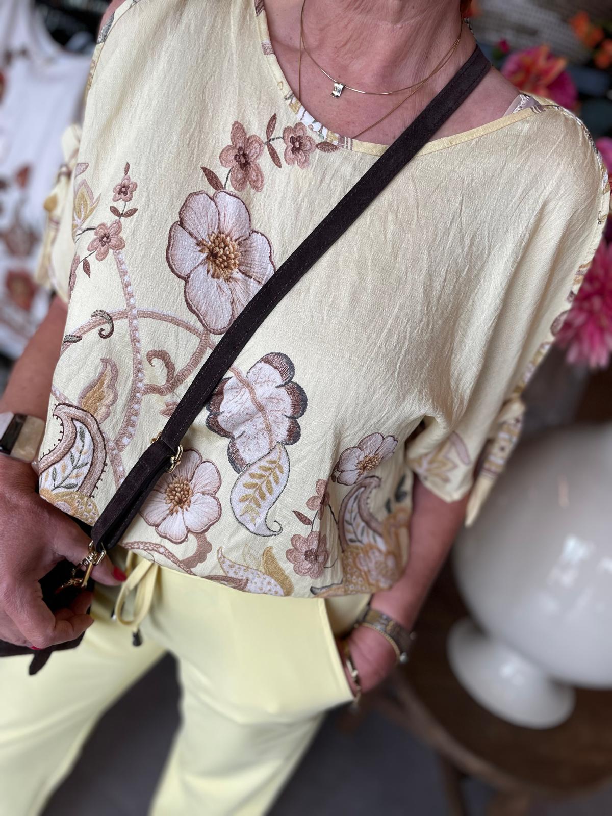 Blouse open schouder reva geel