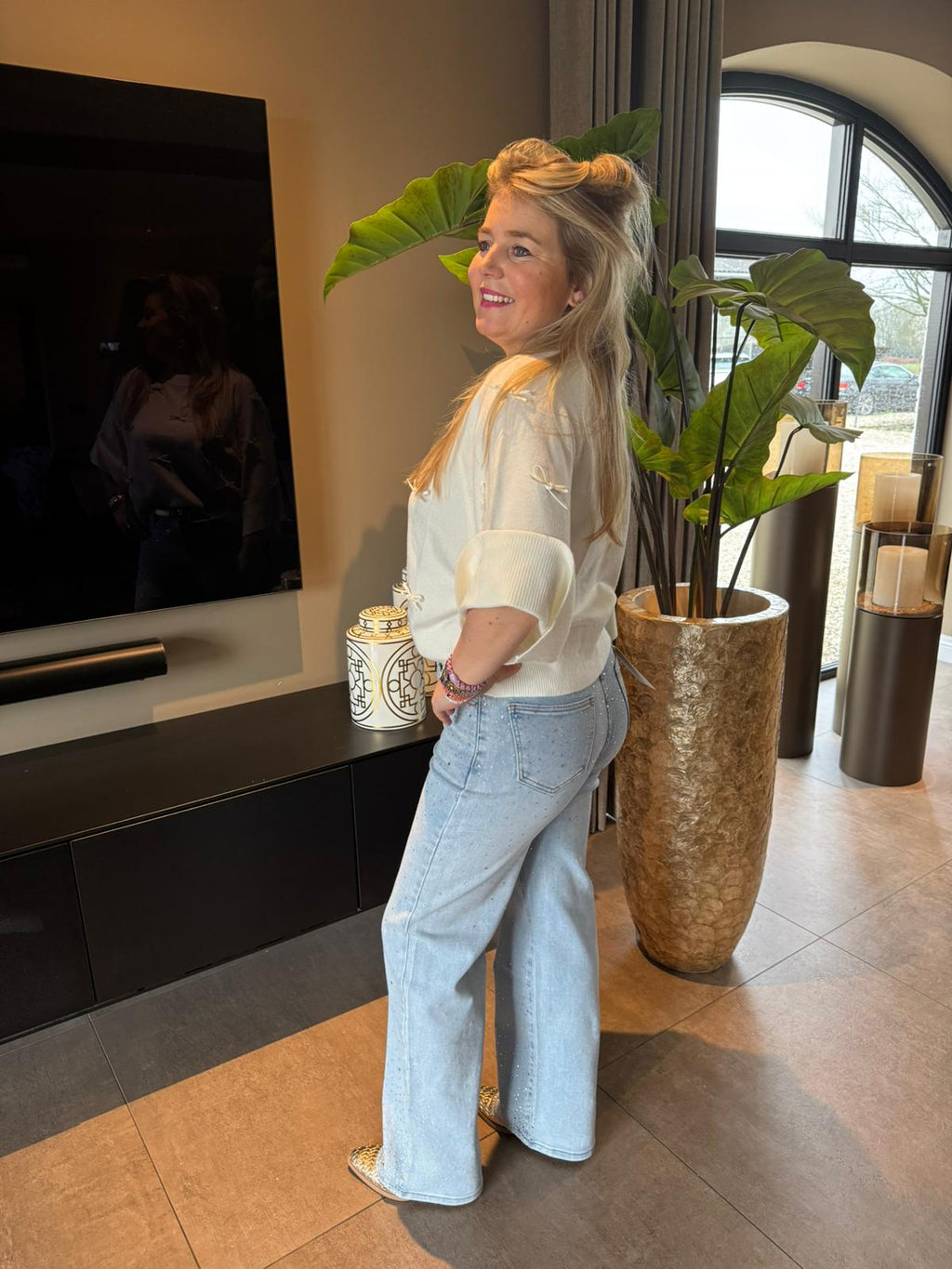 Trui Jolie strikjes wit