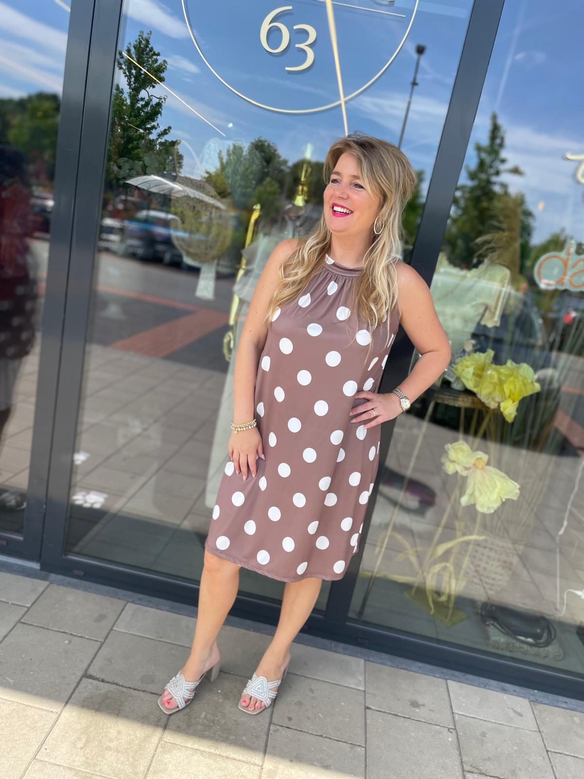 Halterjurk Polka taupe