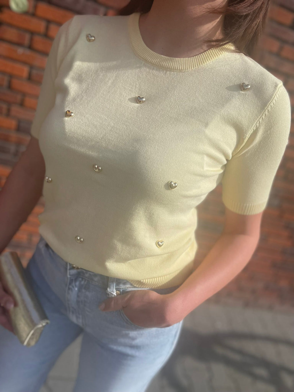 T-shirt Lola hartjes geel