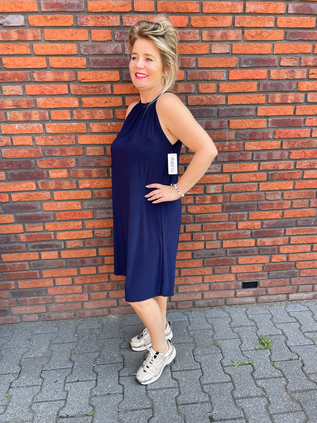 Halterjurk effen Blauw