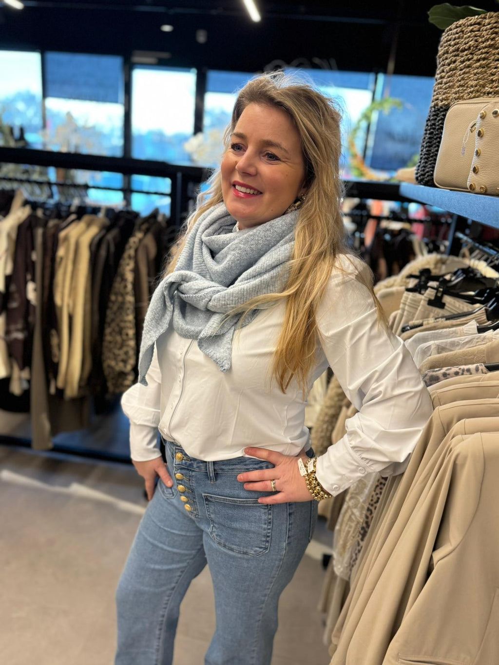 Driehoek sjaal lichtblauw