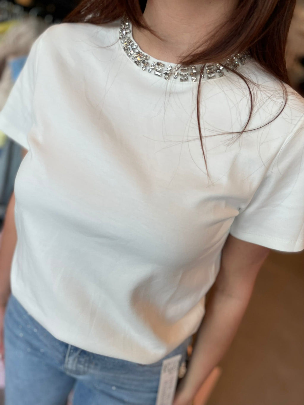 Shirt diamanten hals
