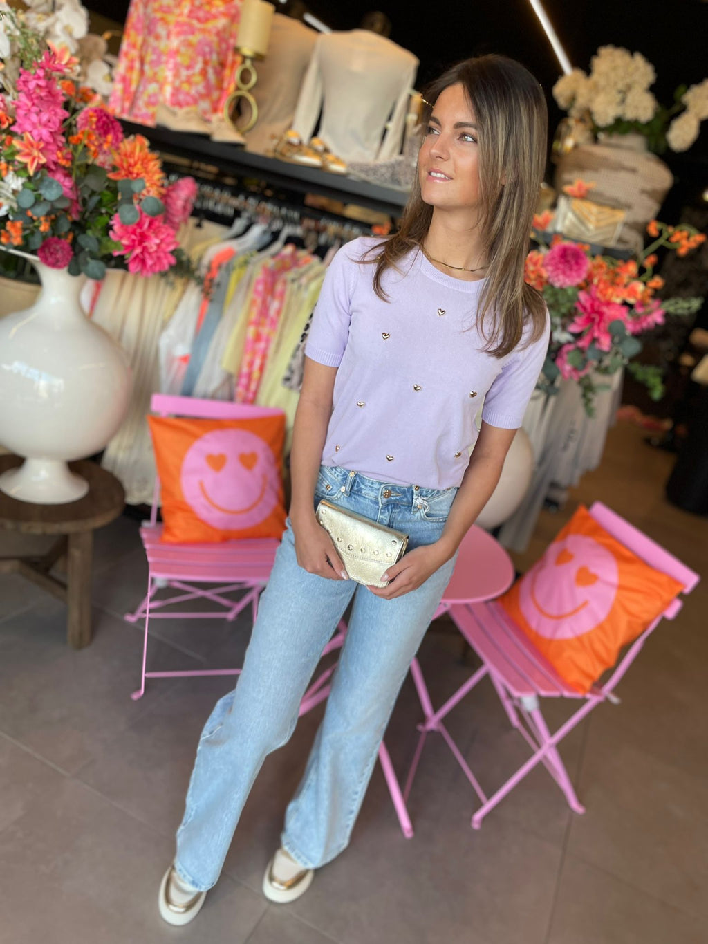 T-shirt Lola hartjes lila