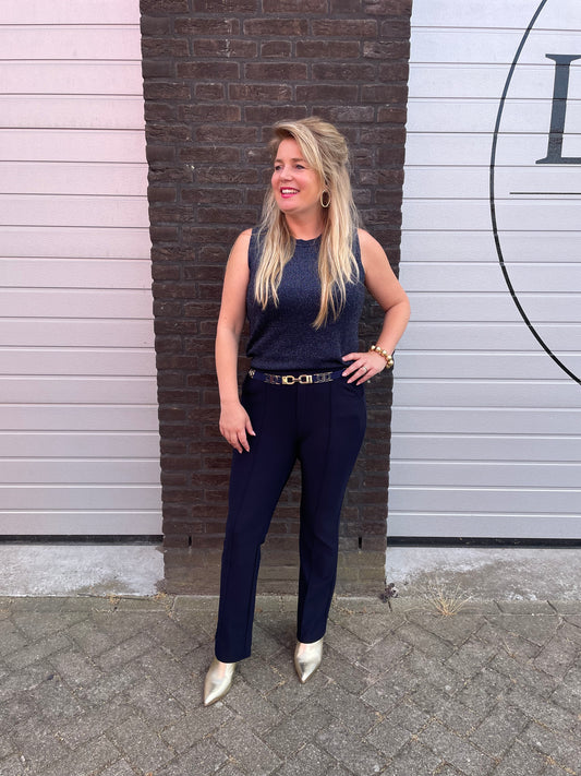 Legging met bies blauw