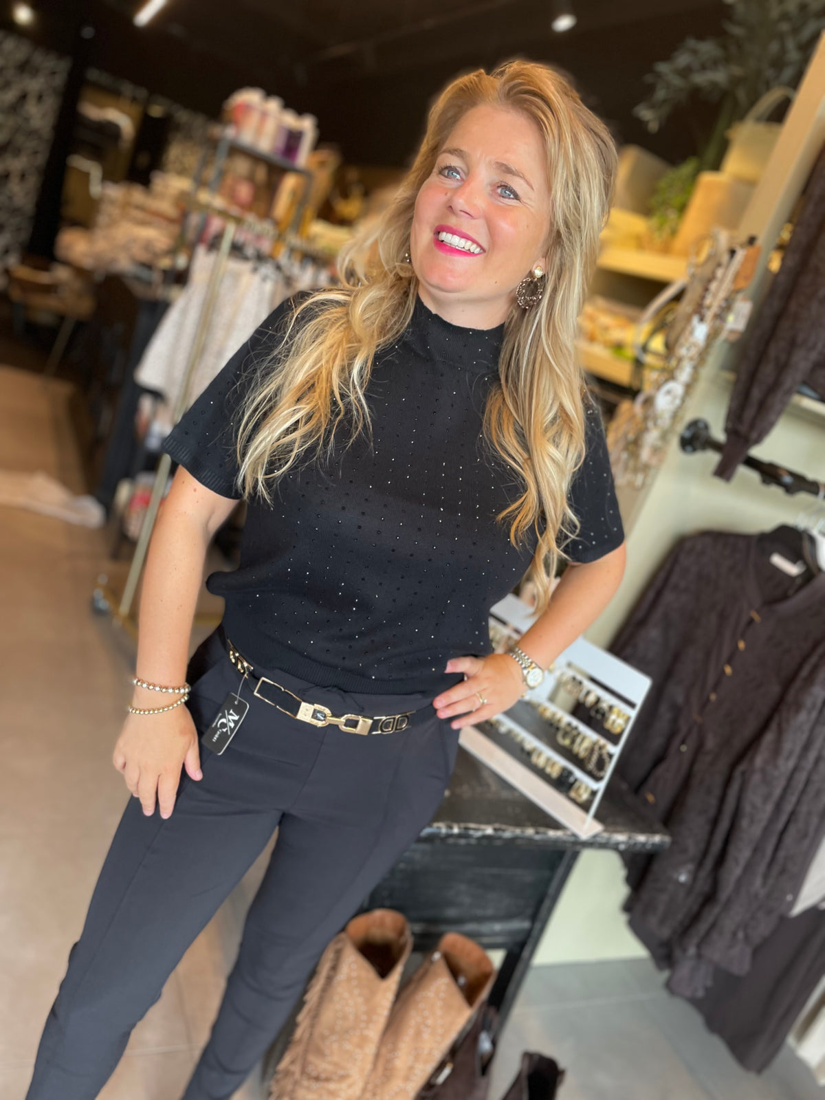 Top milou glitter zwart