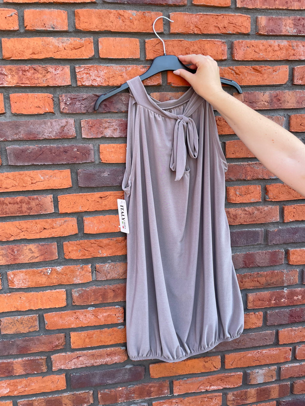 Haltertop effen Taupe