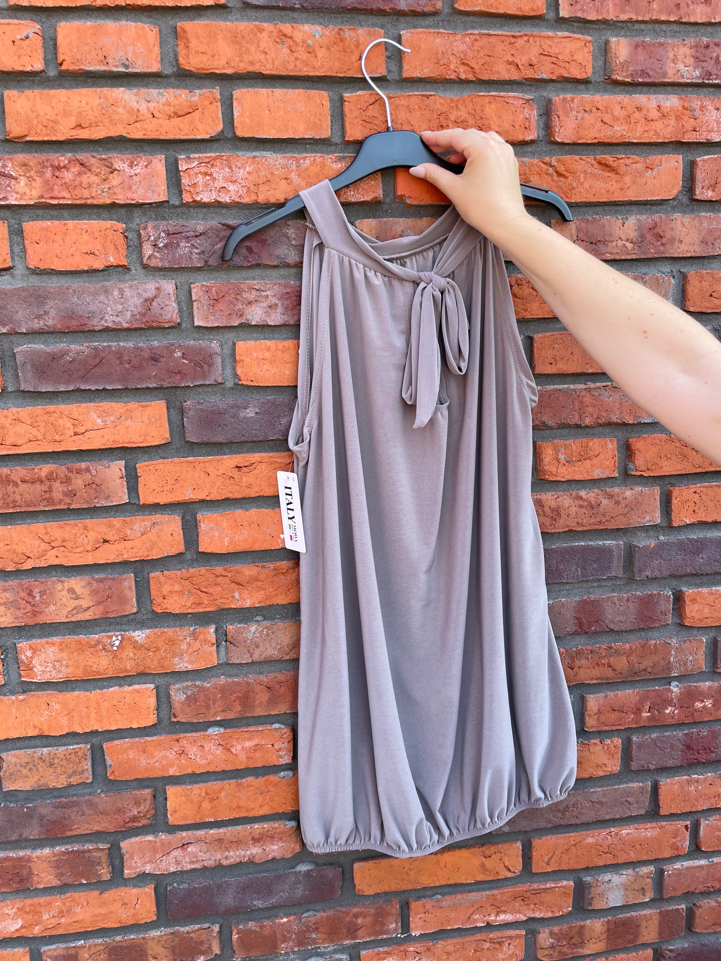 Haltertop effen Taupe