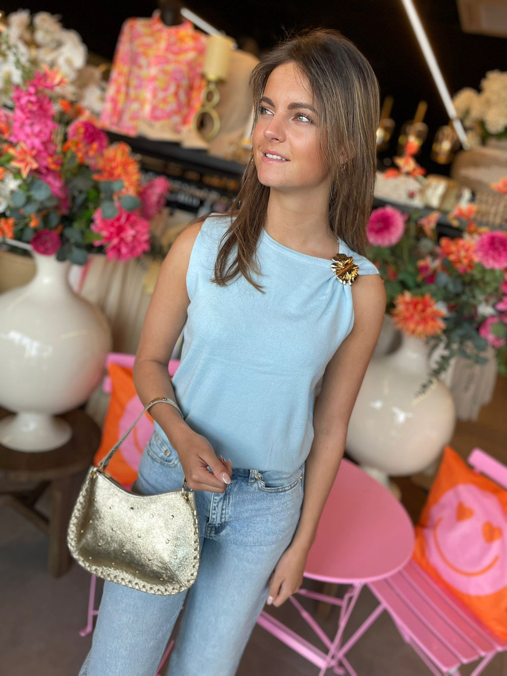 Top Esma blauw