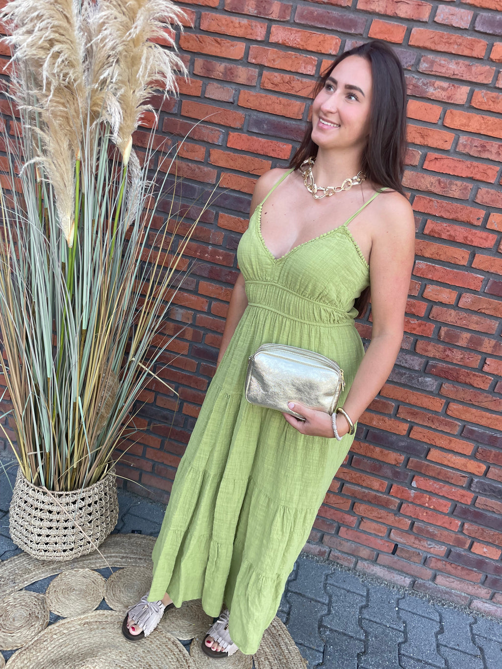 Jurk open back groen