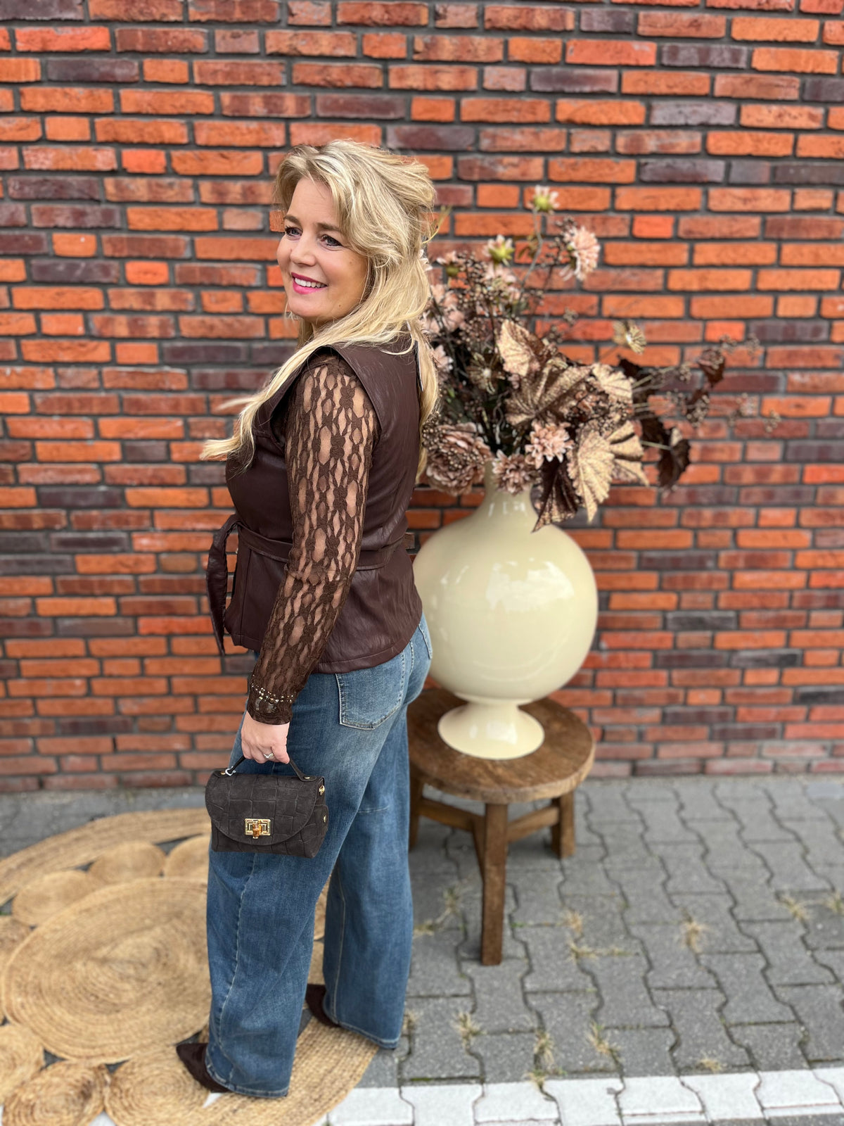 Gilet leatherlook bordeaux