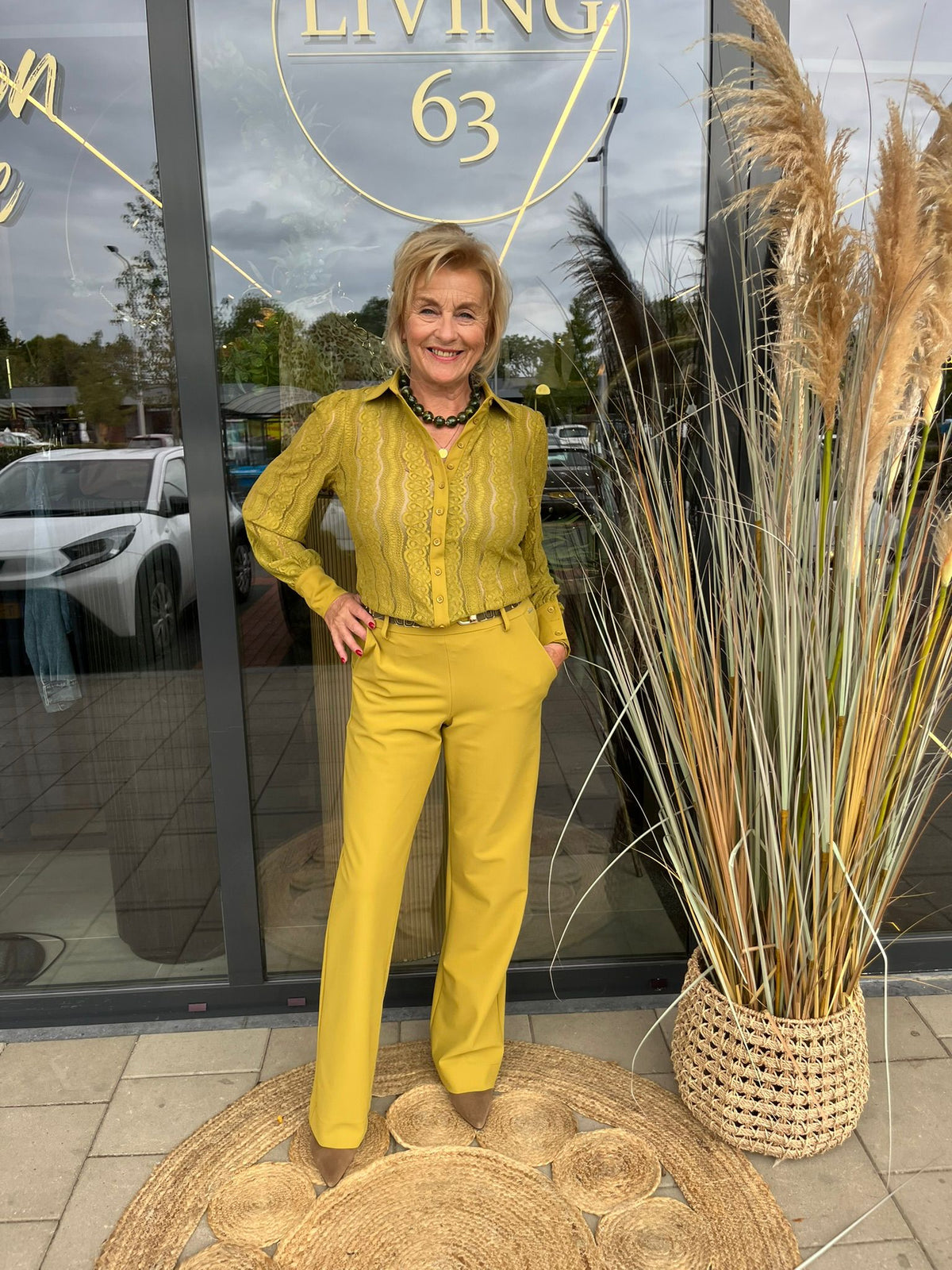 Mi Piace Kanten Blouse Olive Oil MP202352