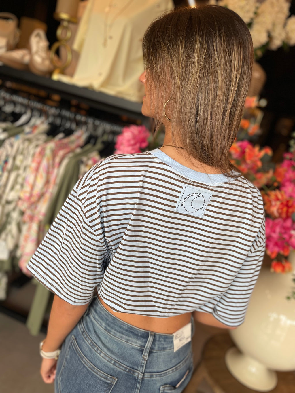 Shirt blauw bruin gestreept