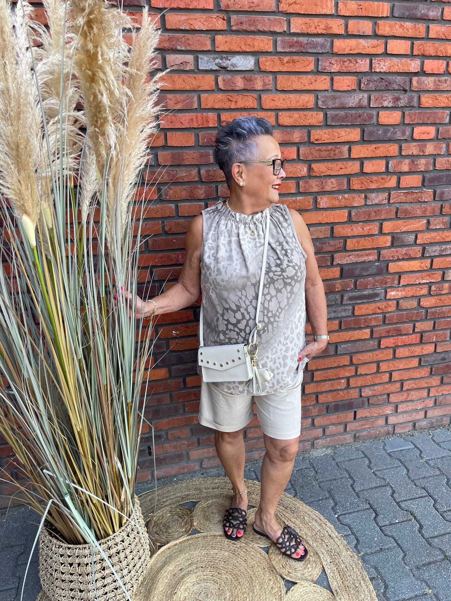 Top Veerle tijgerprint taupe