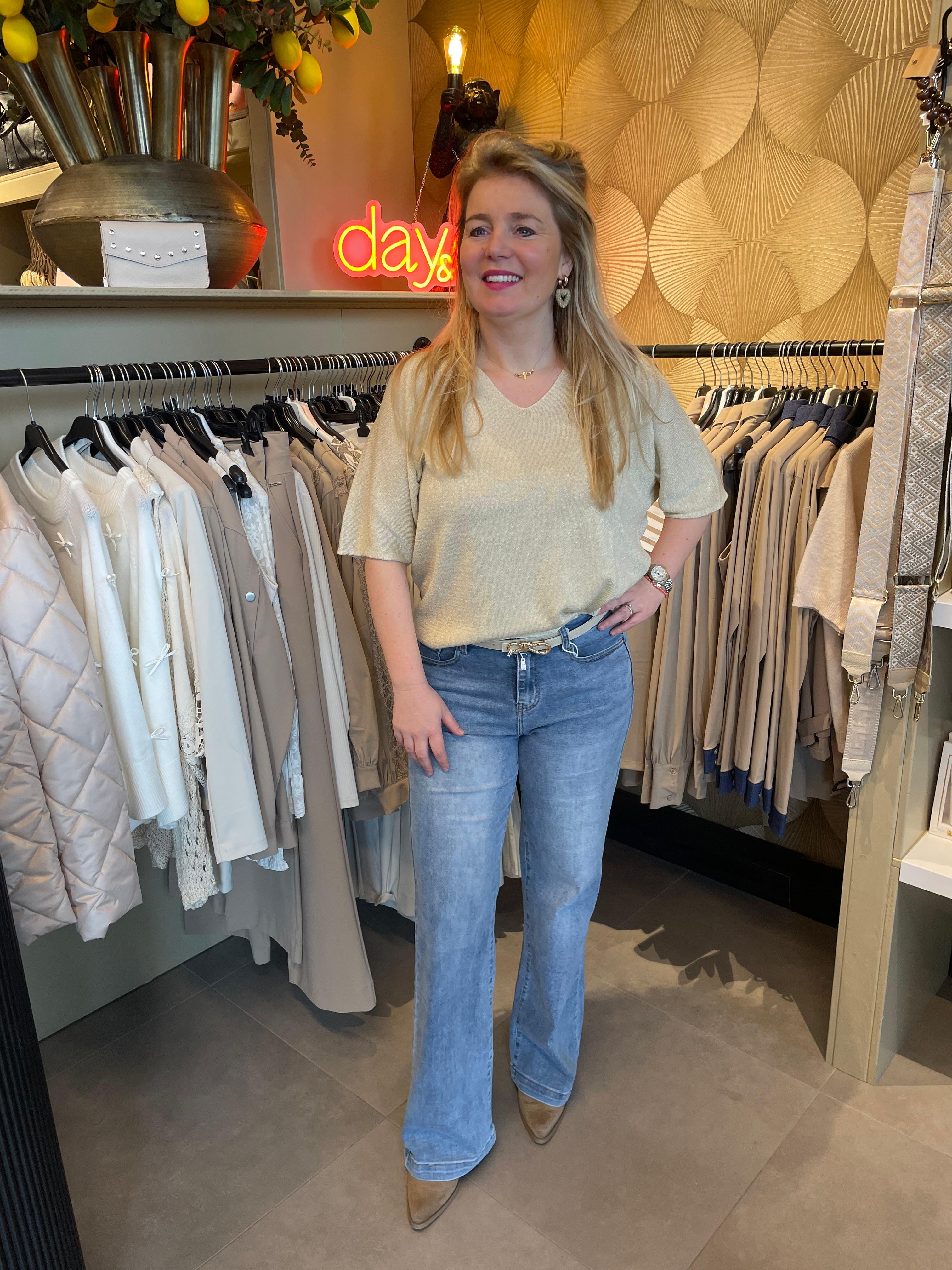 Triple Nine top Isa glitter beige