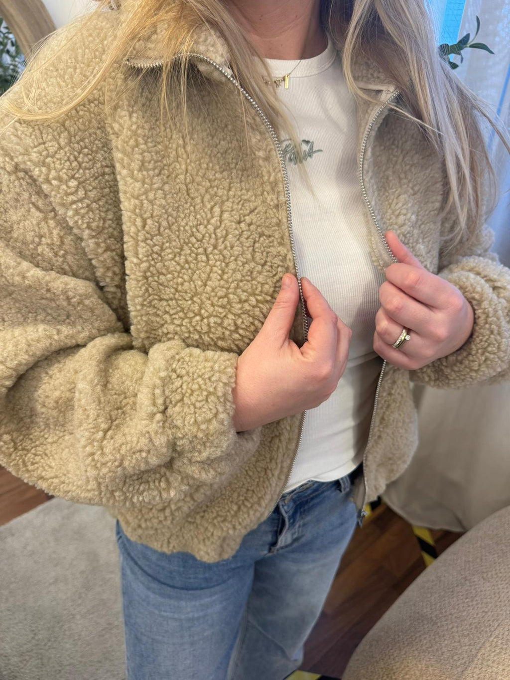 Teddy vest Olivia beige