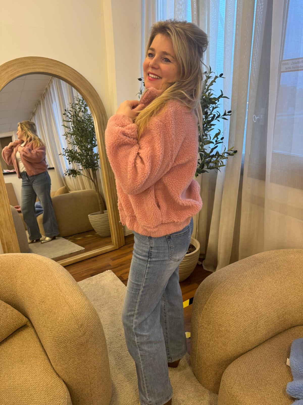 Teddy vest Olivia roze