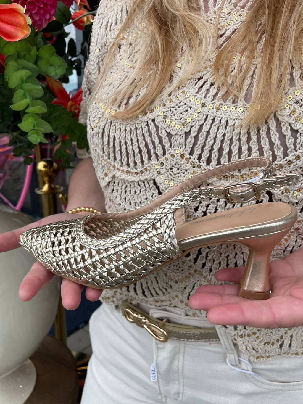 Slingback goud