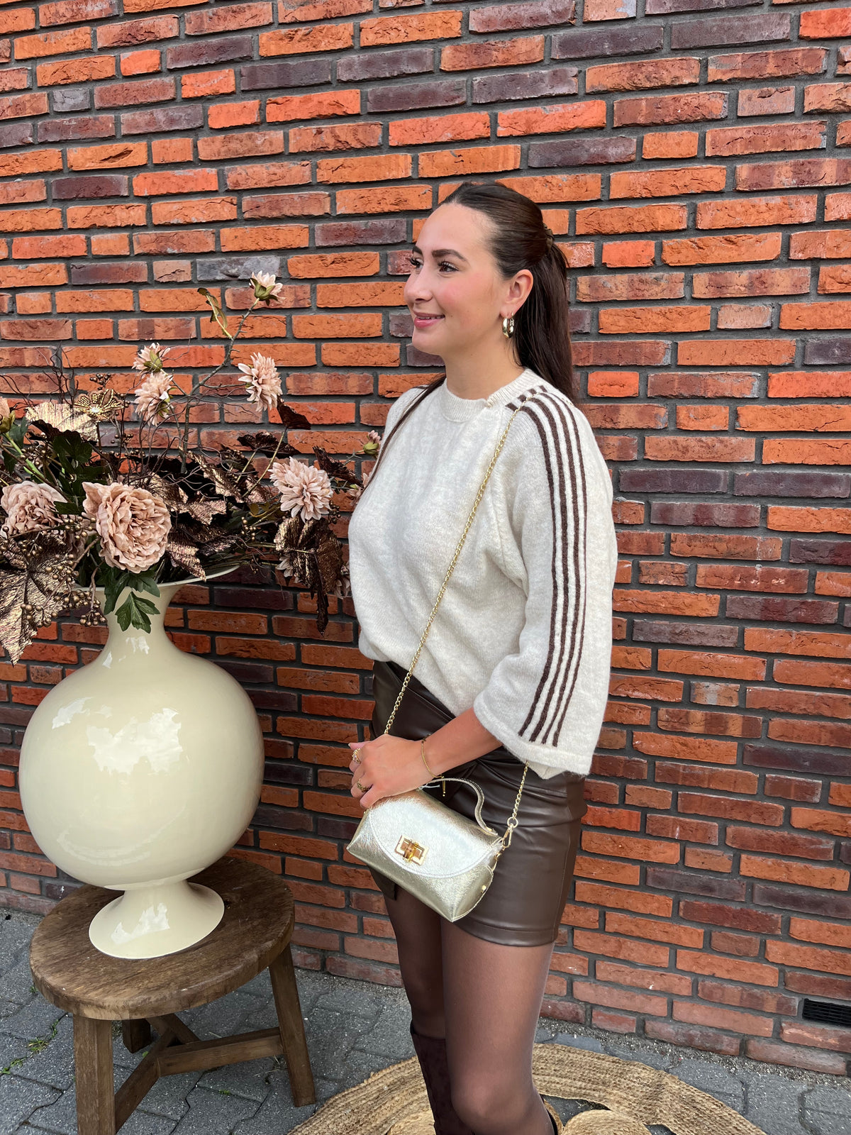 Trui Bonnie streep beige