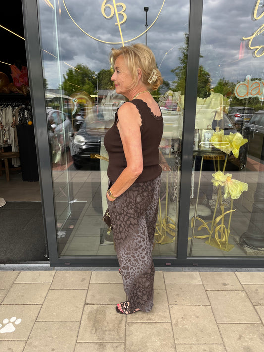 Broek panterprint donker