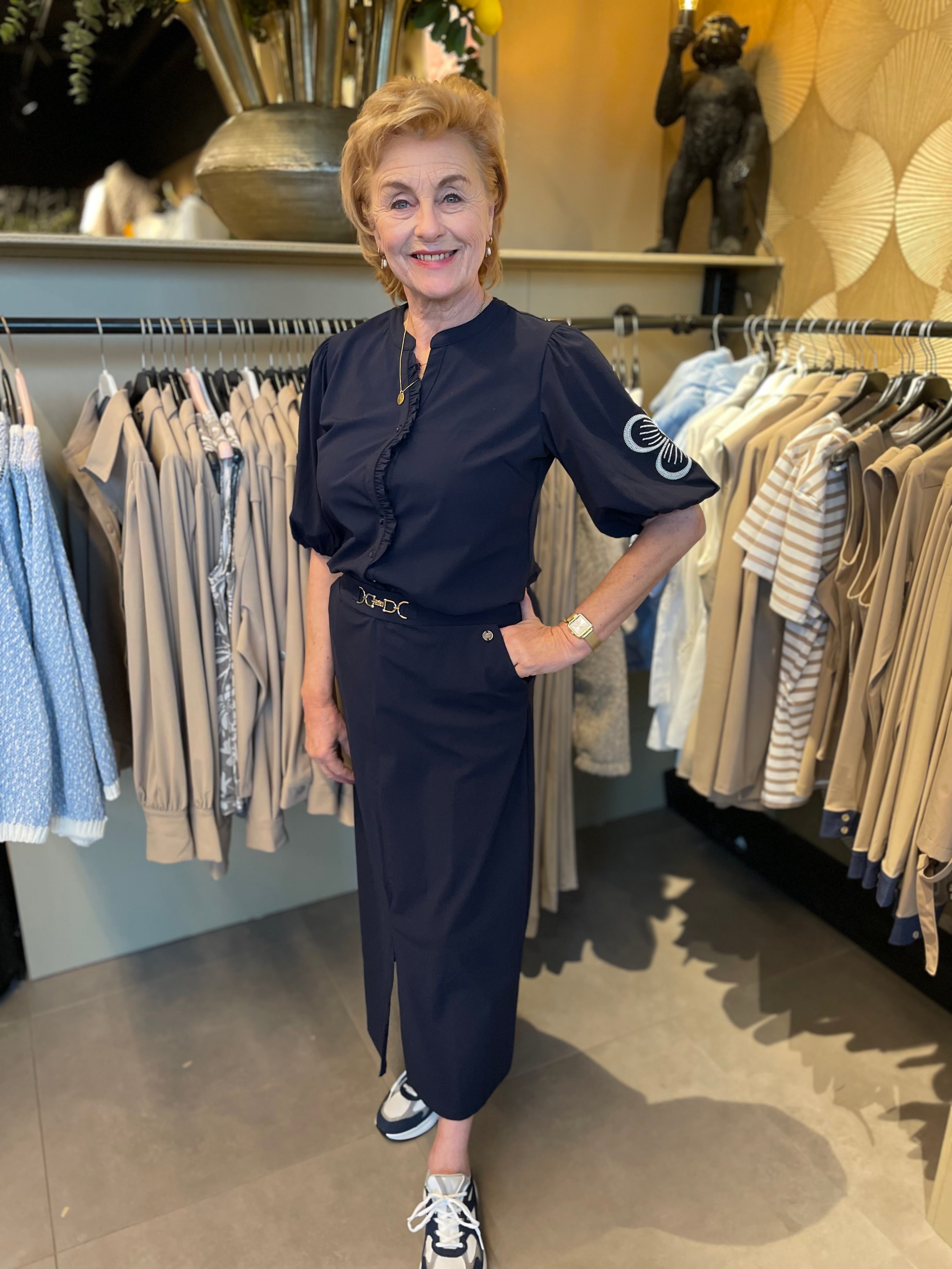 Triple Nine - Travel Blouse Rosa kleur donkerblauw- 5943