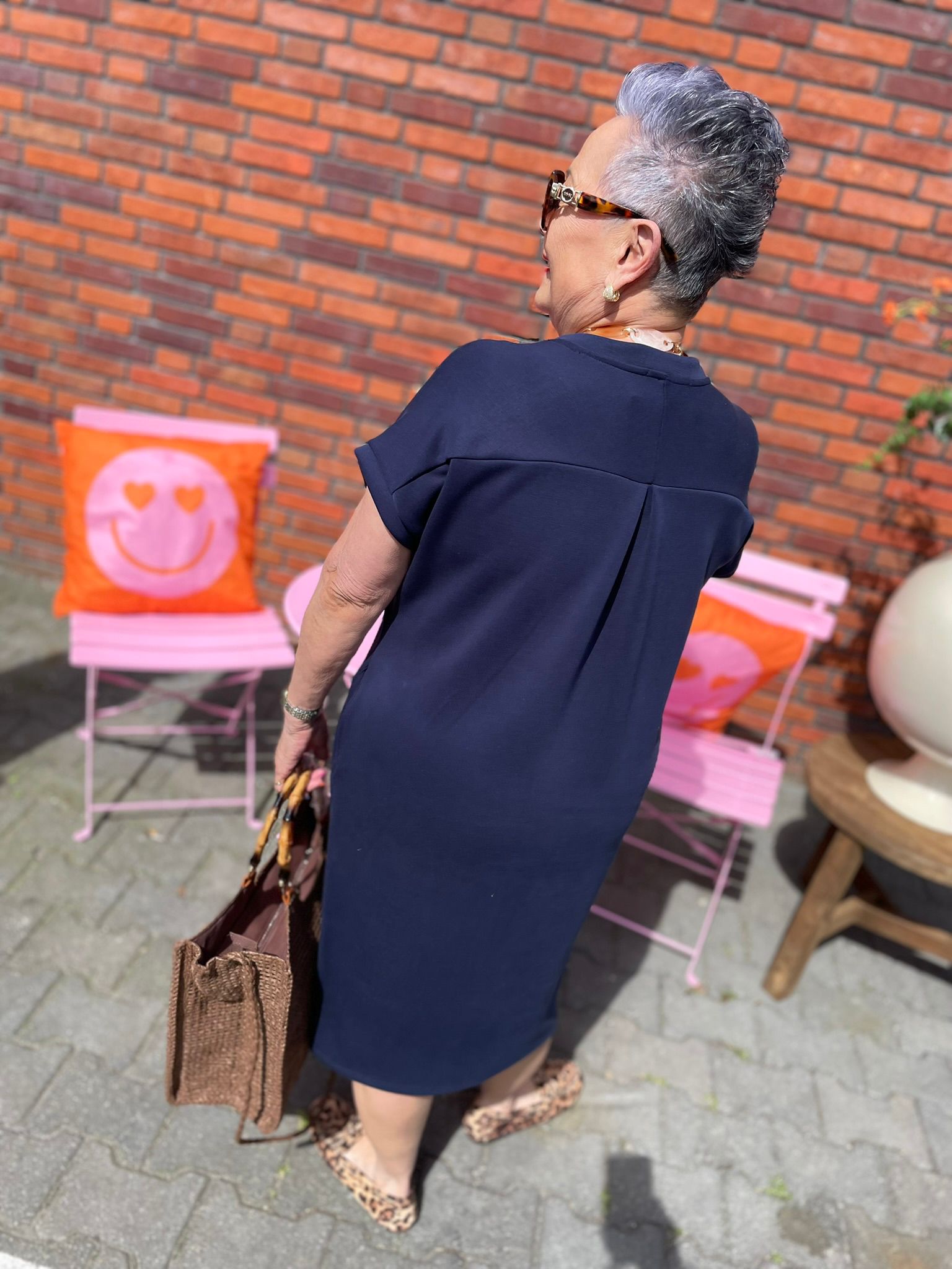 Jurk Fien - blauw, taupe & beige
