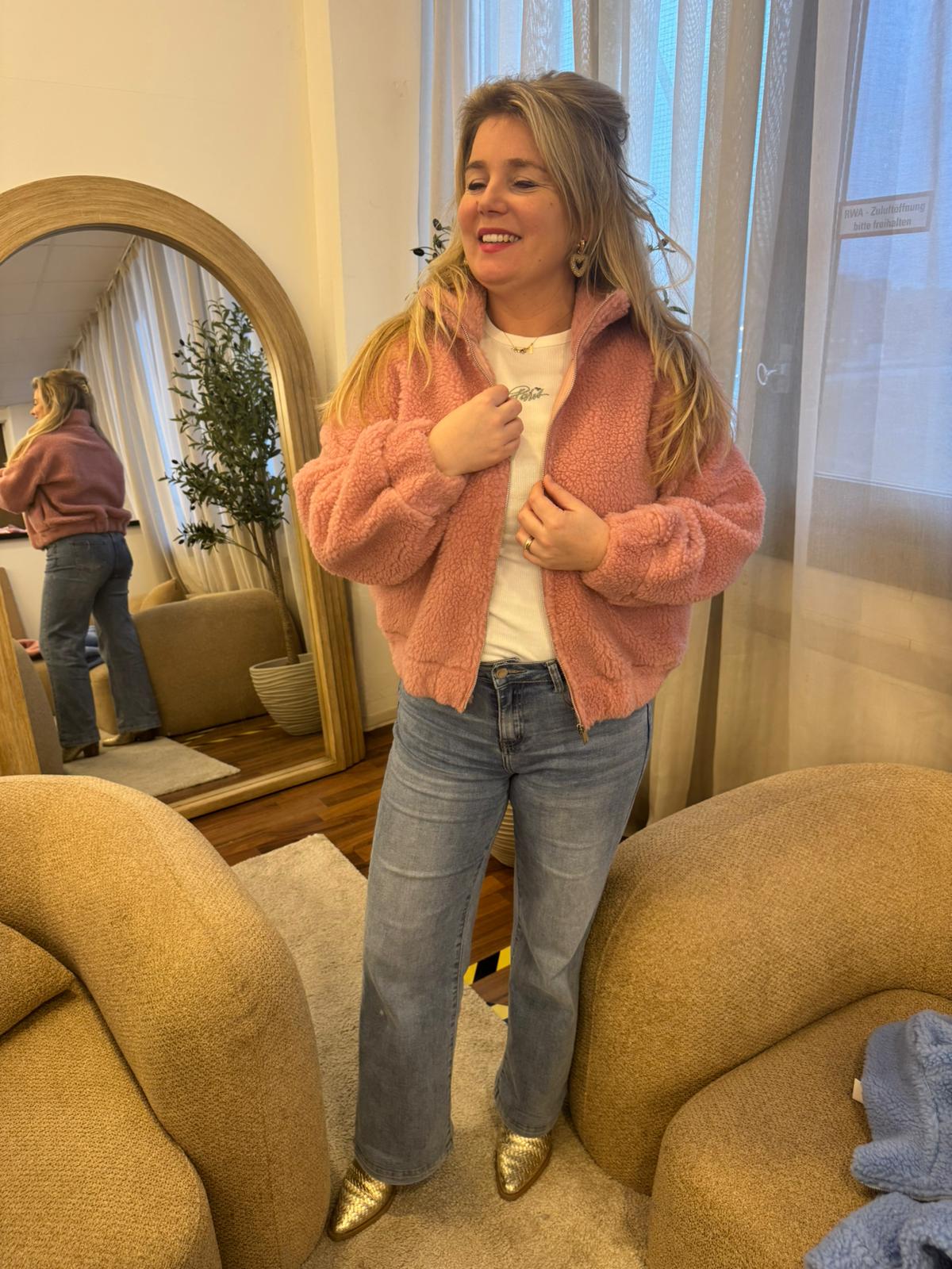 Teddy vest Olivia roze