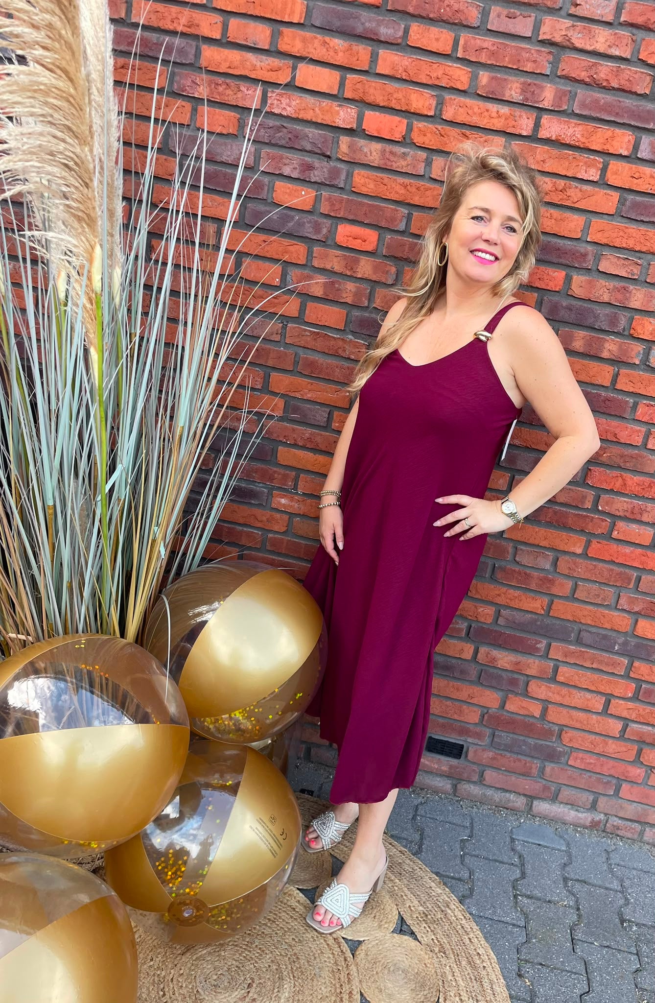 Jurk Mindy lang bordeaux
