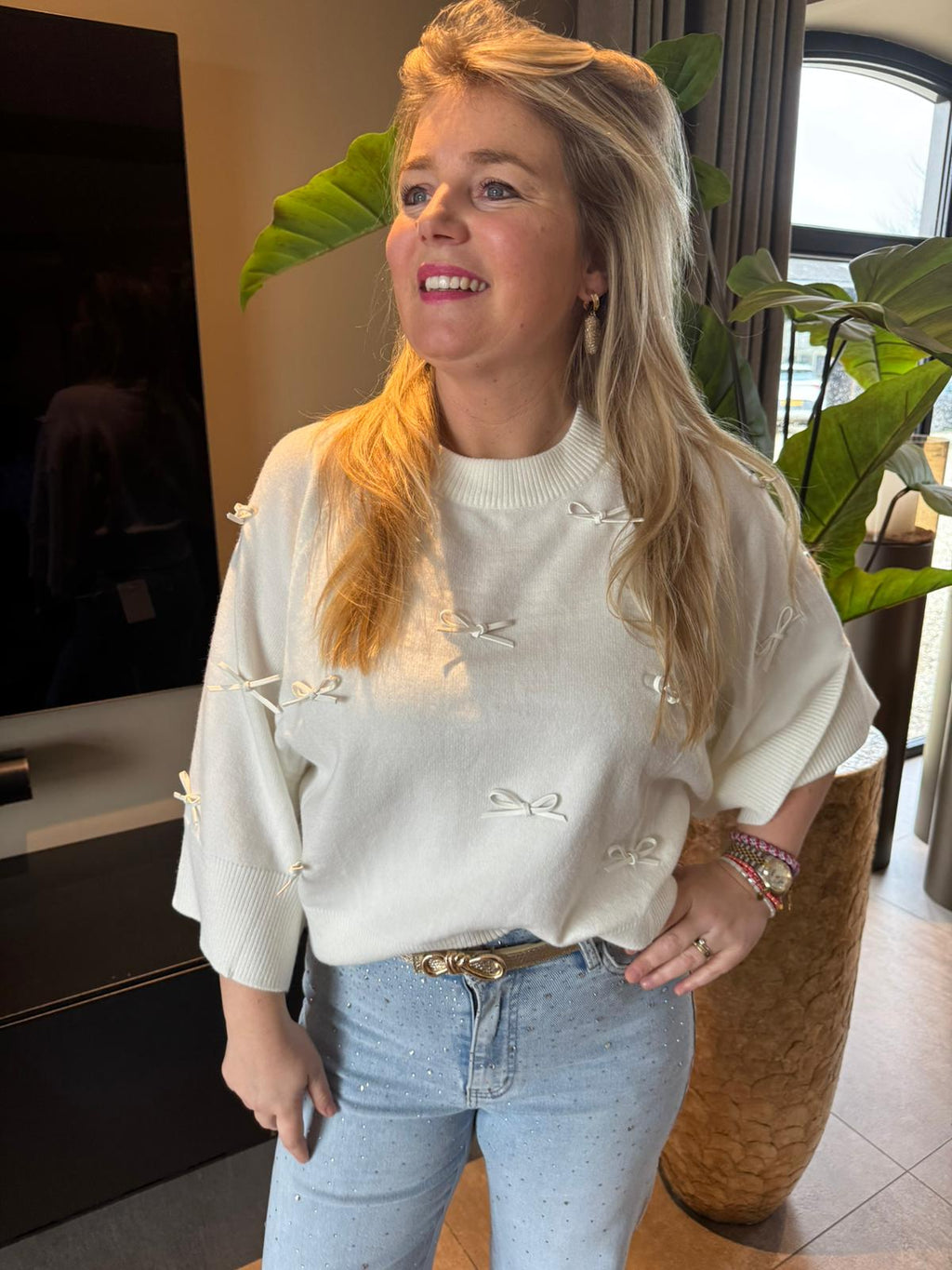 Trui Jolie strikjes wit