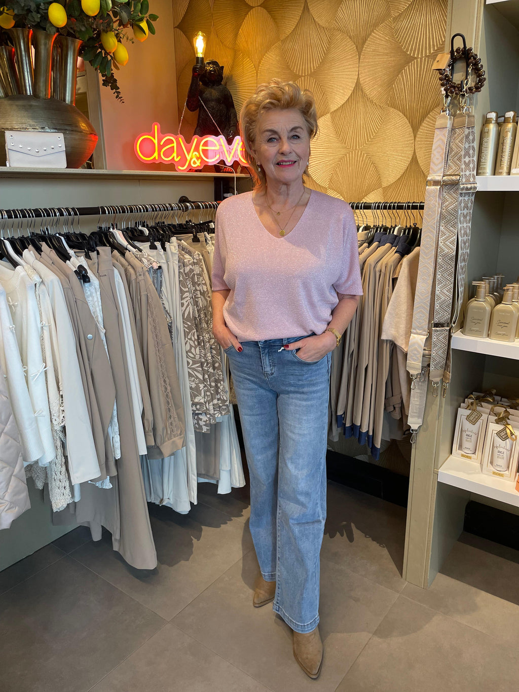 Triple Nine top Isa glitter roze