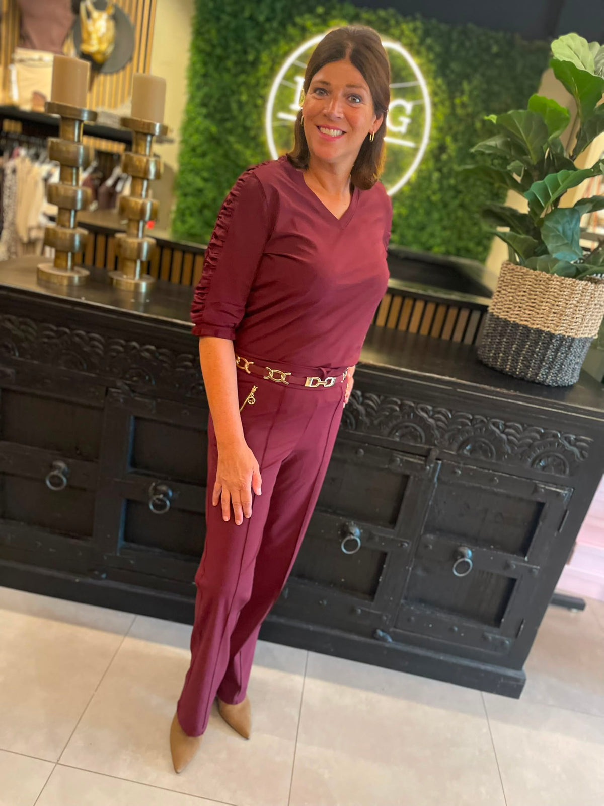 Angelle milan - Straight broek bordeaux 2112A