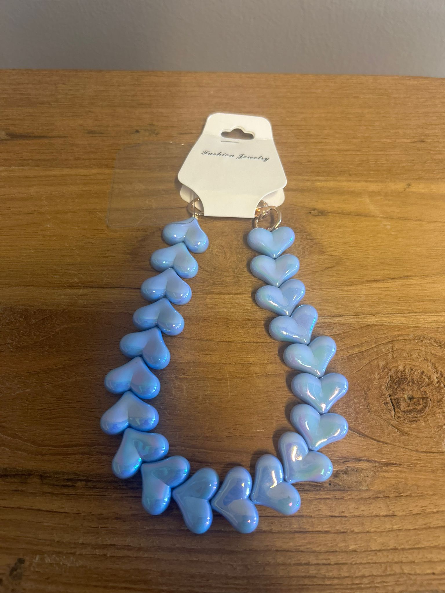 Telefoonkoord hartjes blauw