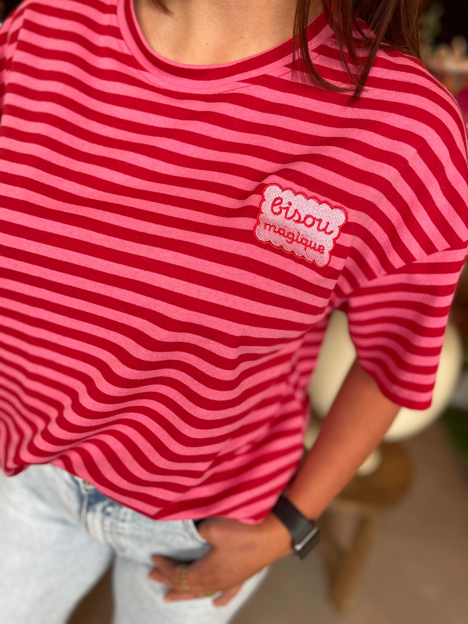 T-shirt Bisou Magique roze/rood